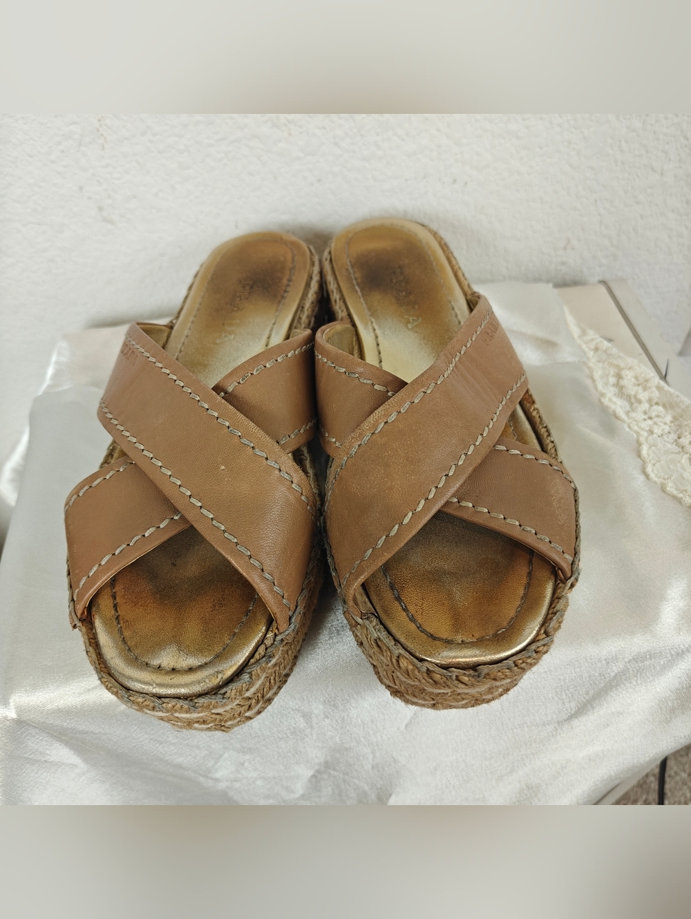 Prada Colorblock Leather Espadrille Platform Sandals | Euro Chic Statement 6.5 - Picture 10 of 13